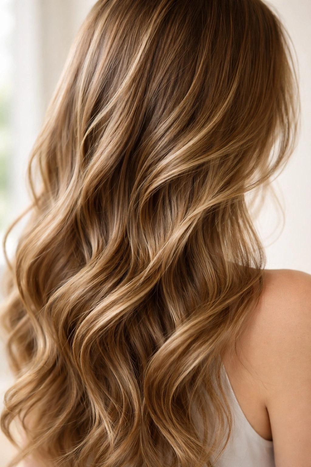 Close-up of fine 2A hair with subtle highlights and natural shine