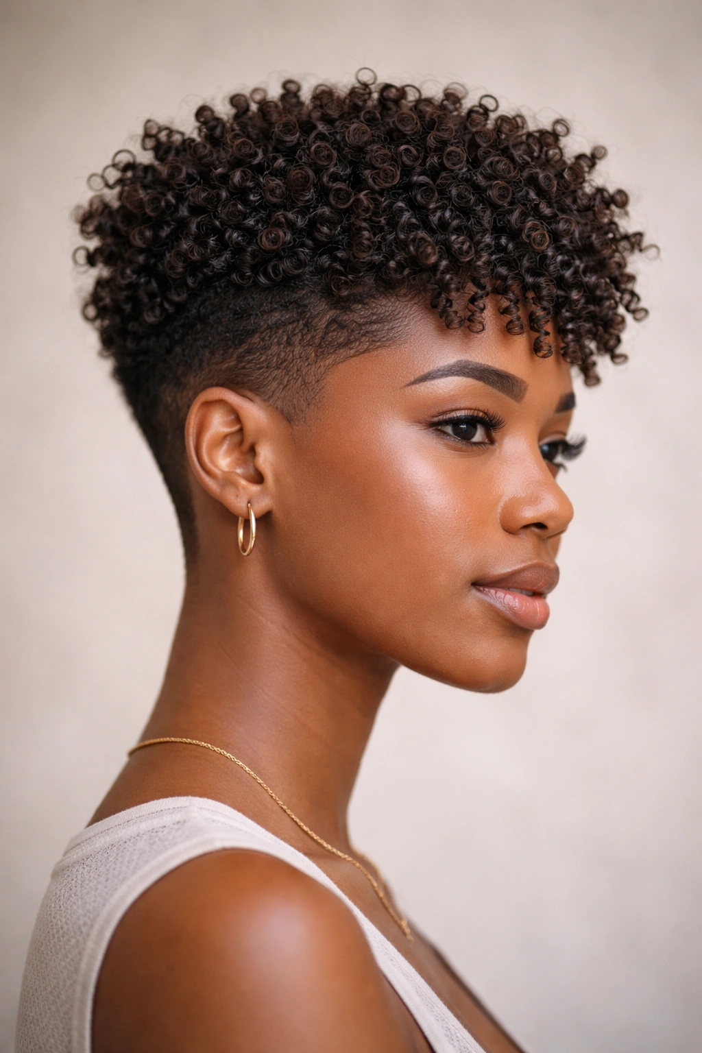 20 Curly Haircuts Broken Down By Curl Type 7 Close-up of 4A-4B curls with a tapered fade and textured top