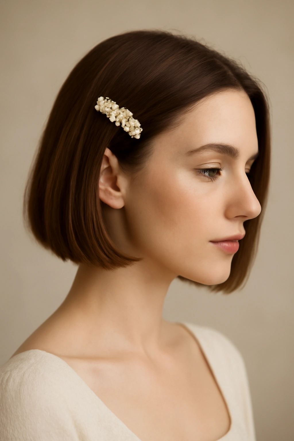10 Wedding Hairstyles That Look Great on Bobs 10 Bob with a single jeweled clip off-center for wedding elegance
