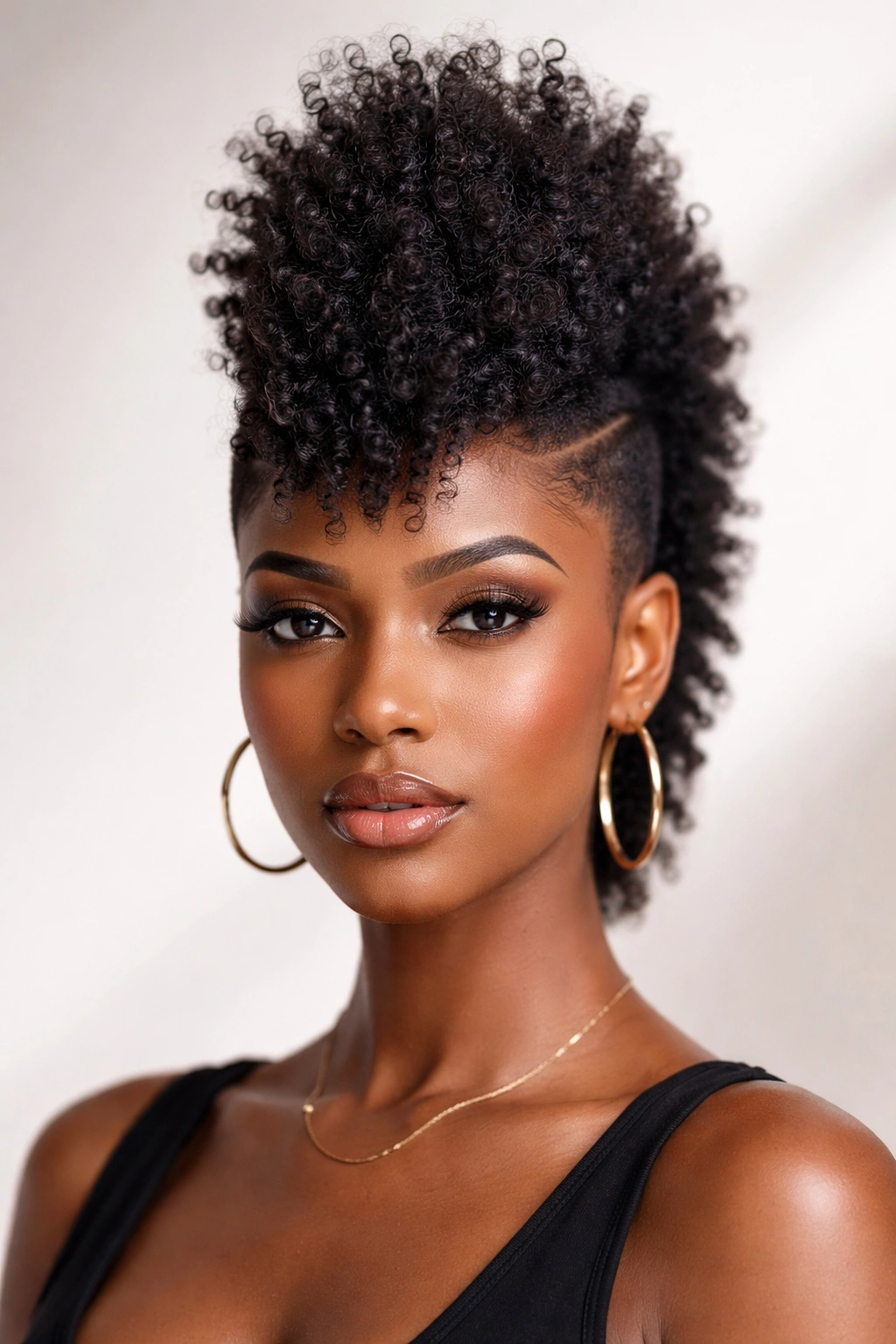 Afro Mohawk showing tall crown and tapered sides