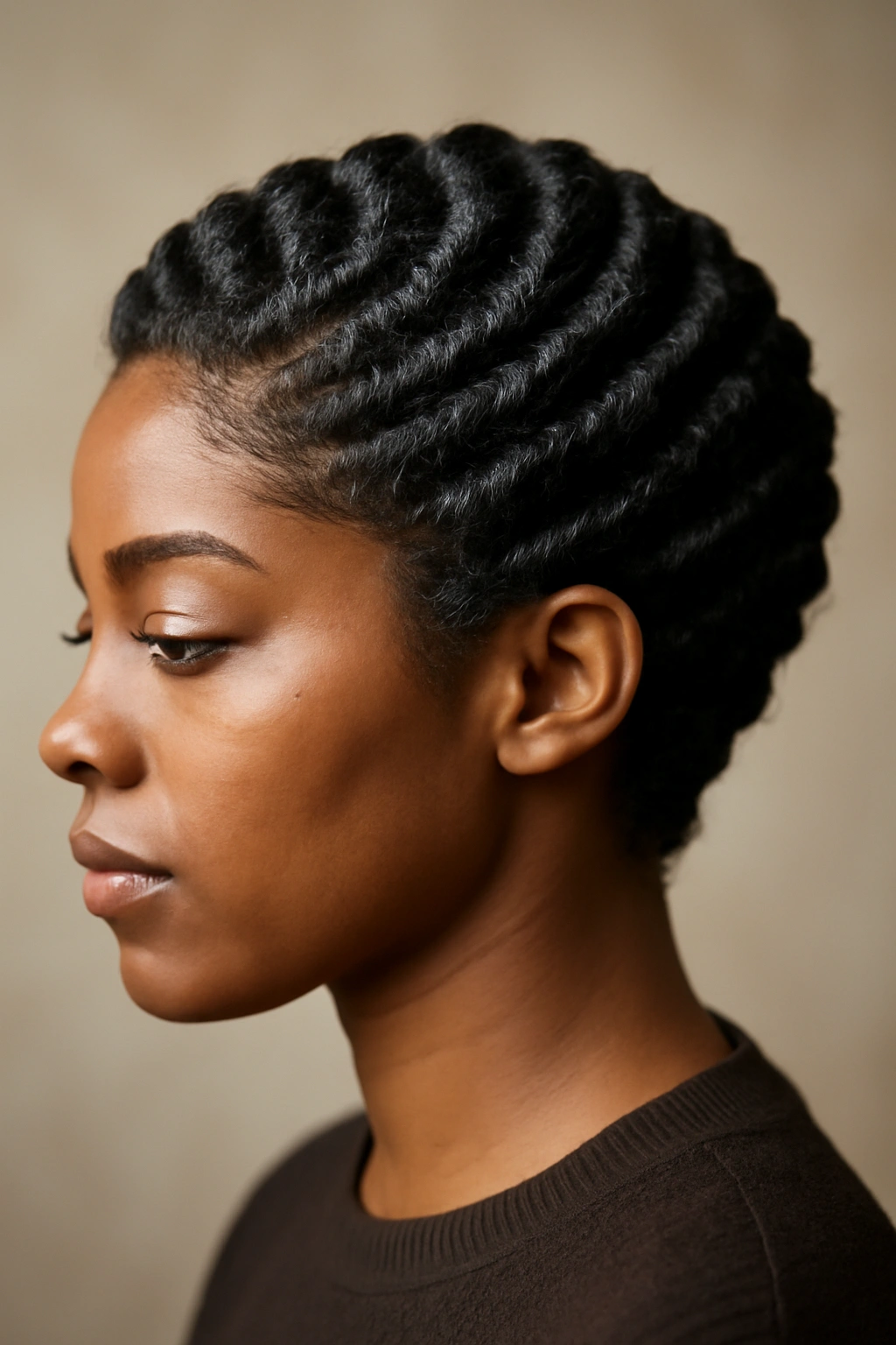15 Afro Hairstyles for Every Length and Texture 10 Afro with wave-like texture showing flowing patterns across the crown.
