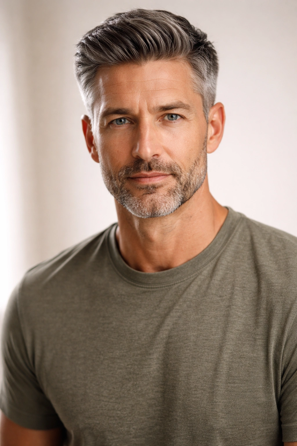 Mature man with an age-appropriate haircut showing best practice