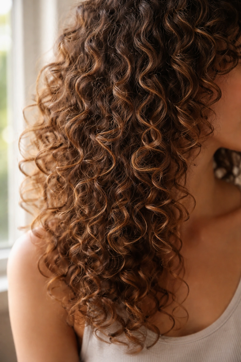 Dry curls texture showing natural pattern without diffuser.