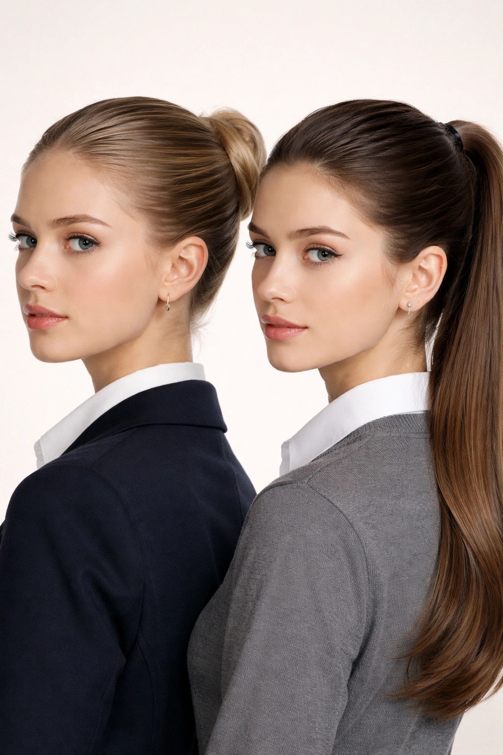 Close-up of an all-day secure bun and ponytail hairstyle.