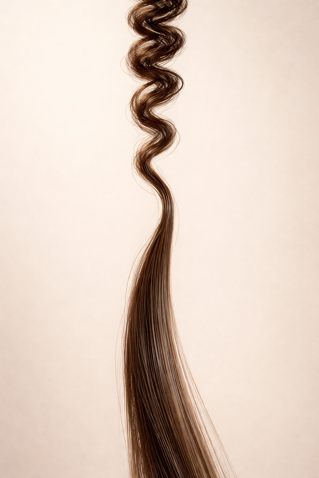 Hair strand transitioning from curly to straight