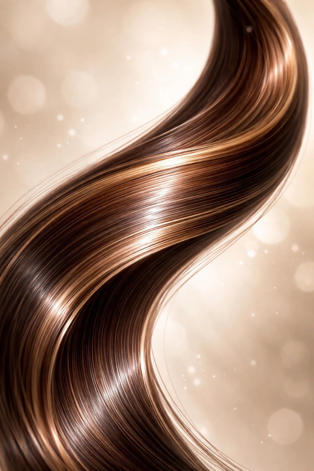 Hair strand with a smooth glossy surface and gentle wave