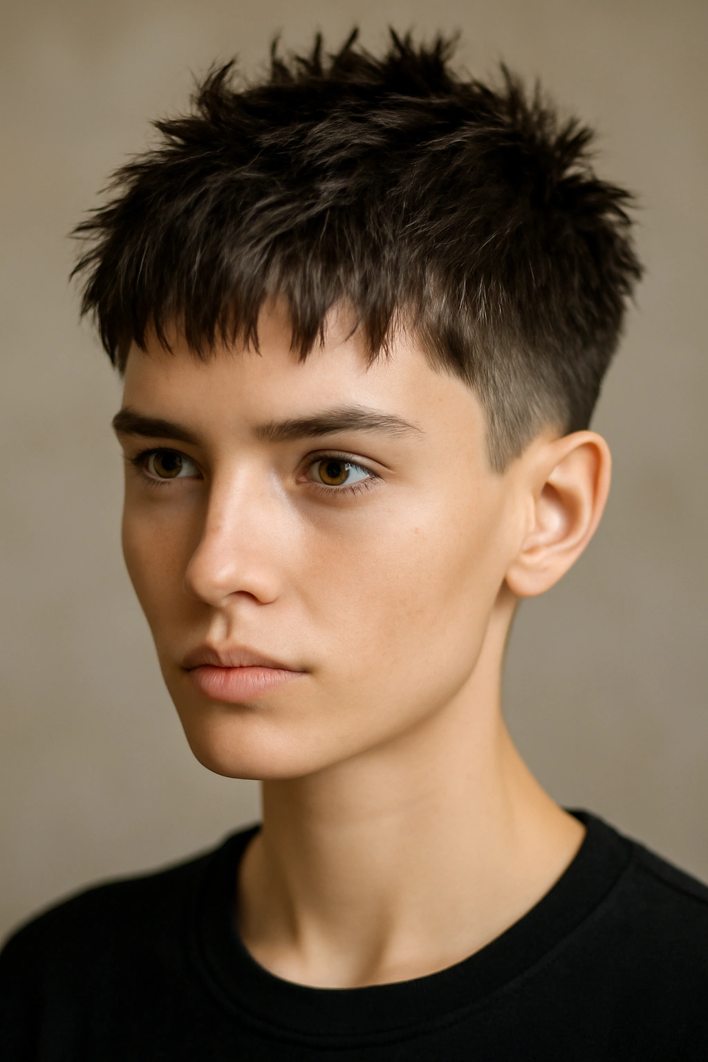 10 Short Hairstyles Straight Out of Anime (But Wearable) 9 Headshot of an androgynous crop with very short back and sides and textured top