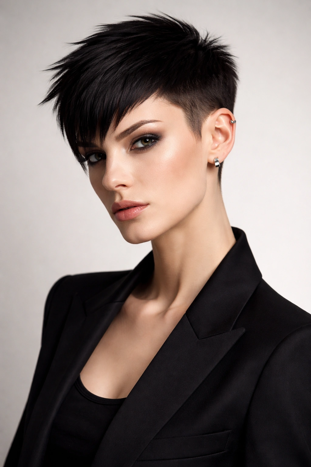 Androgynous pixie with sharp angles and blunt sides