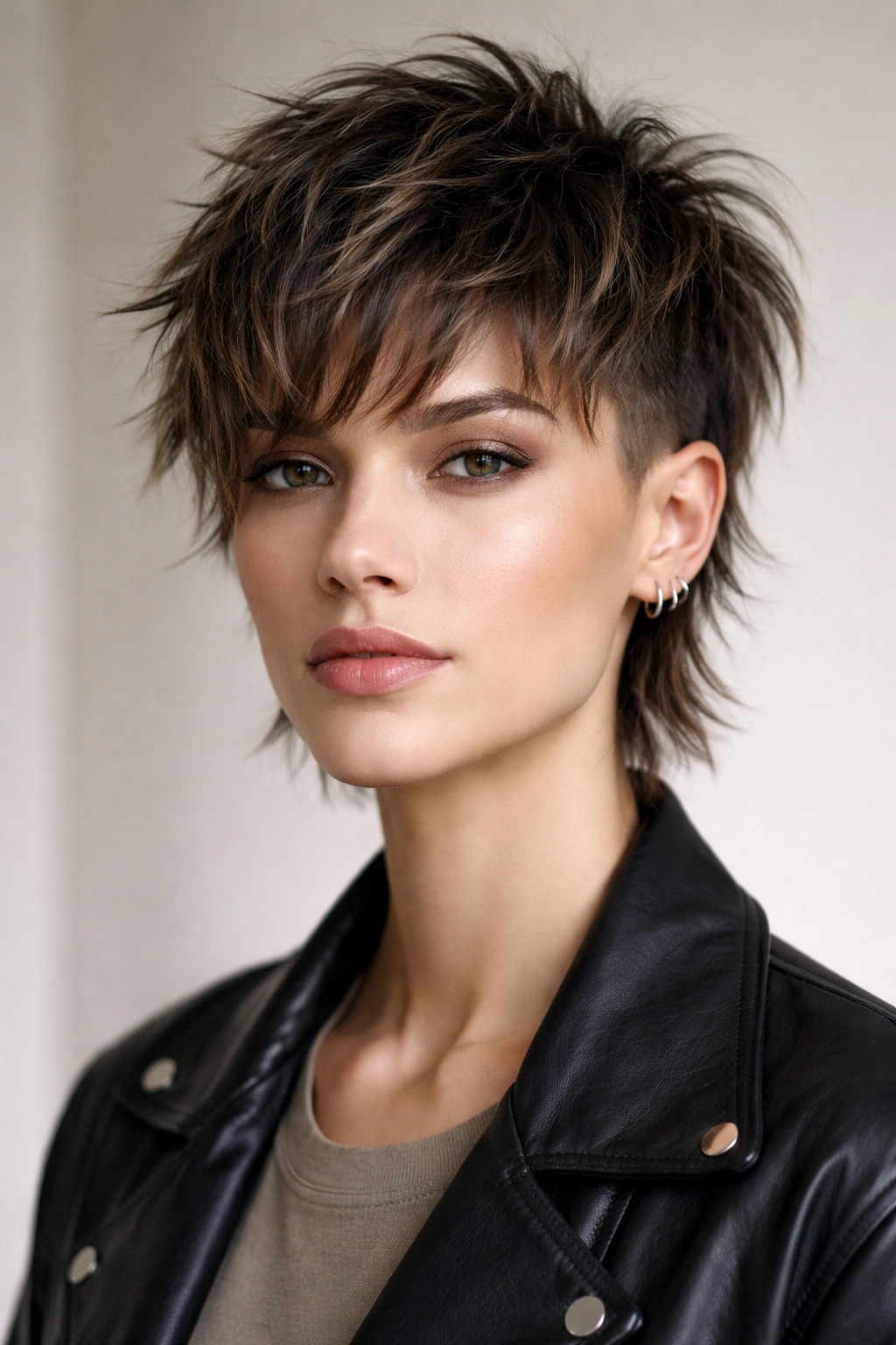 15 Short Shag Haircuts With Lived In Texture 15 Portrait of a person with a modern androgynous shag: sharp sides and textured top