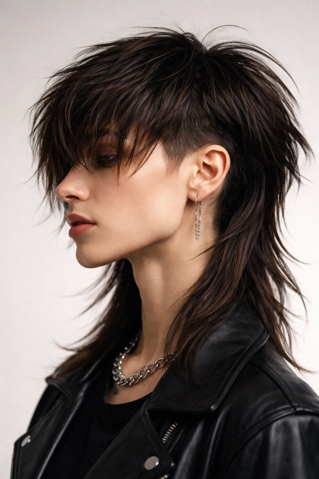 12 Shullet Haircuts That Mix Shag And Mullet 11 Androgynous shullet with sharp geometric lines and undercut.