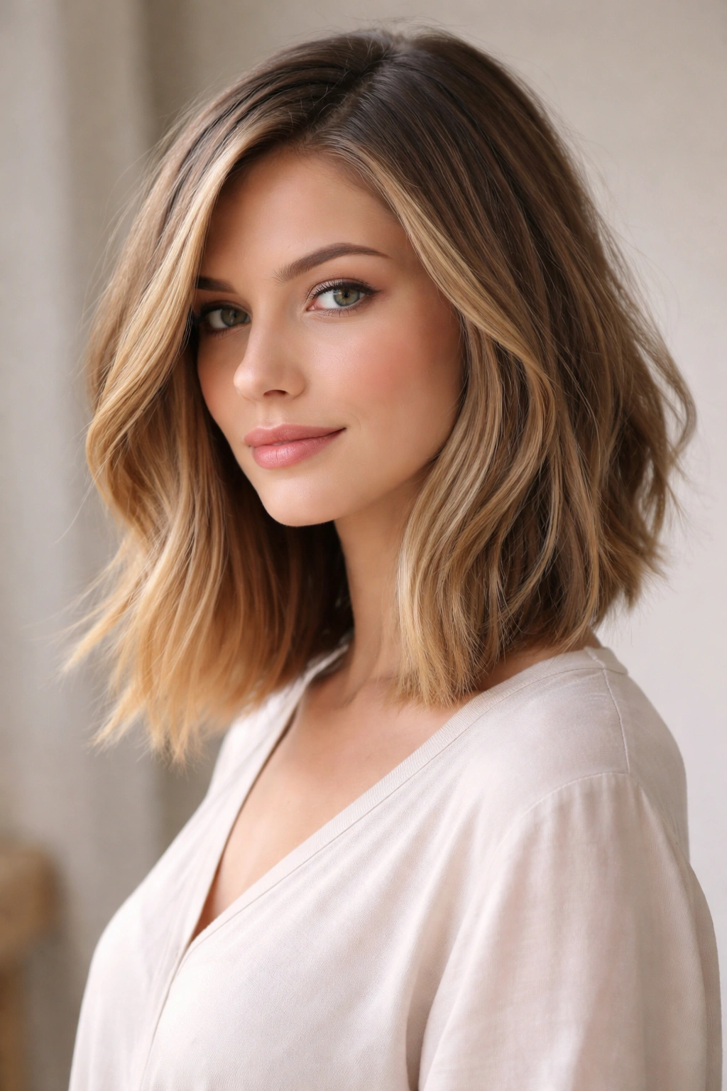 15 Haircuts Designed For Long And Narrow Faces 11 Angled lob long bob with diagonal front pieces and subtle waves