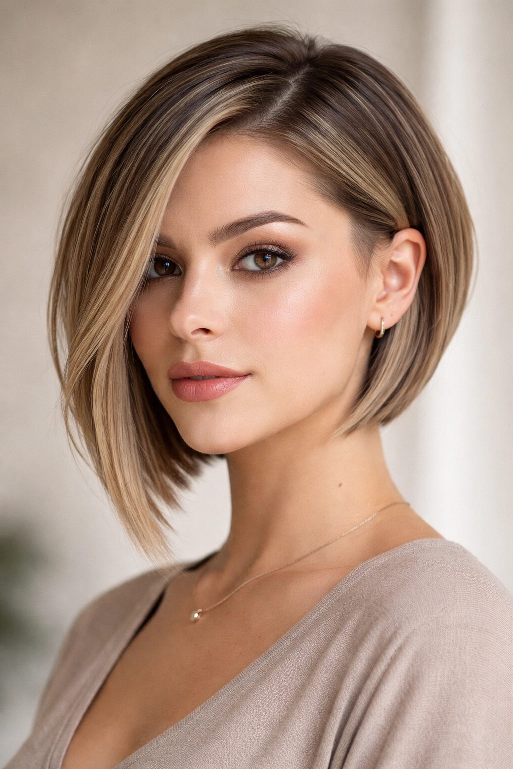 Angled lob with undercut showing asymmetrical front and hidden texture