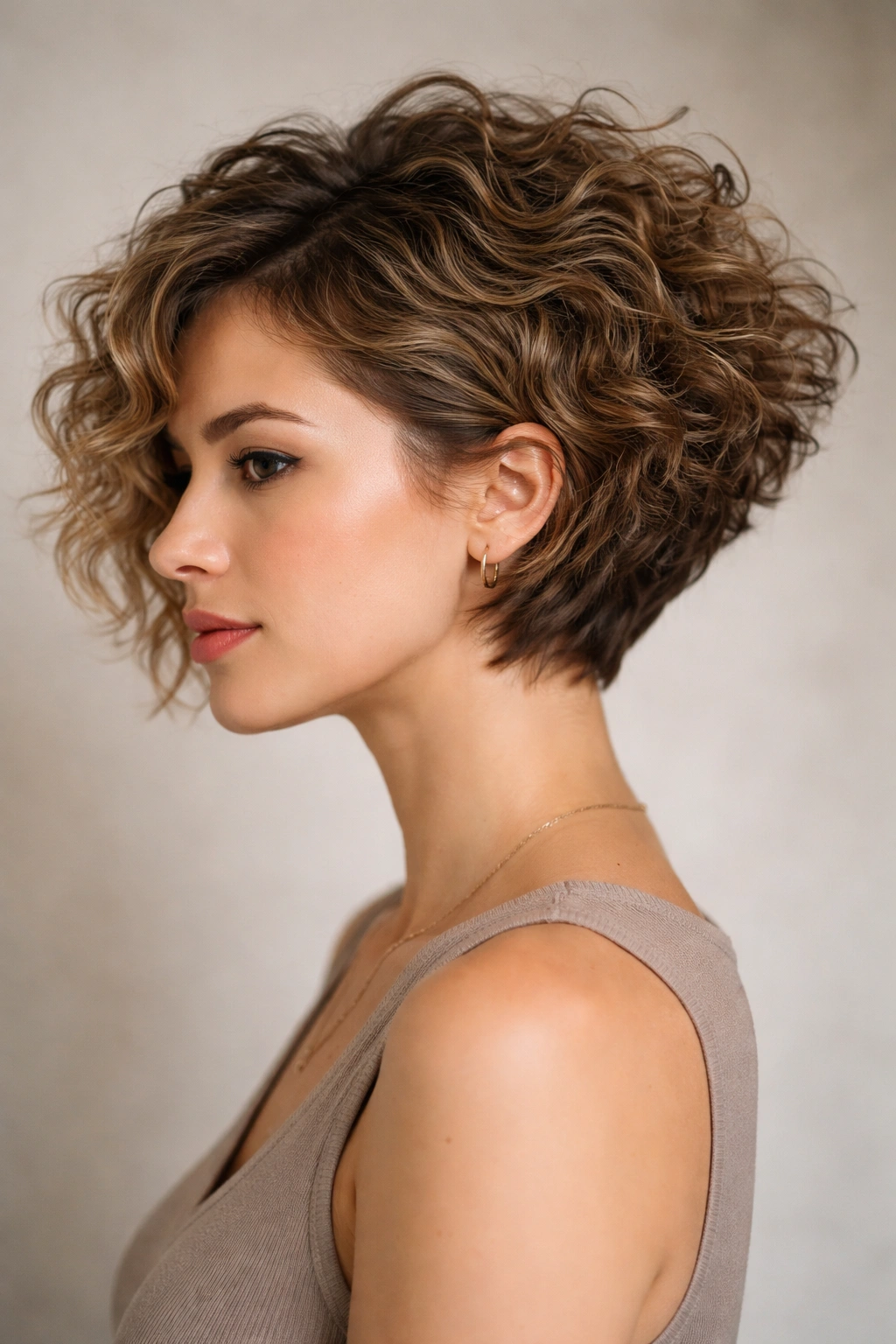 22 Curly Haircuts That Hold Their Shape All Day 11 Angled pixie-bob hairstyle with long front and short back