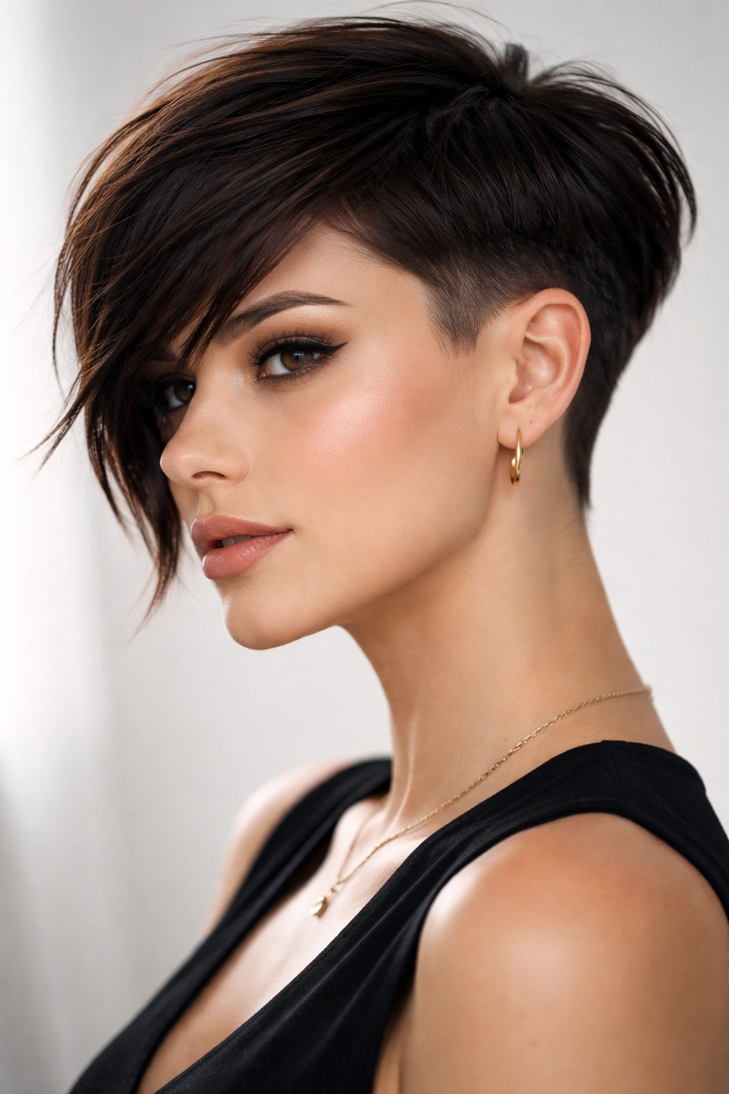 Portrait of a sharp angled pixie with extended front and undercut