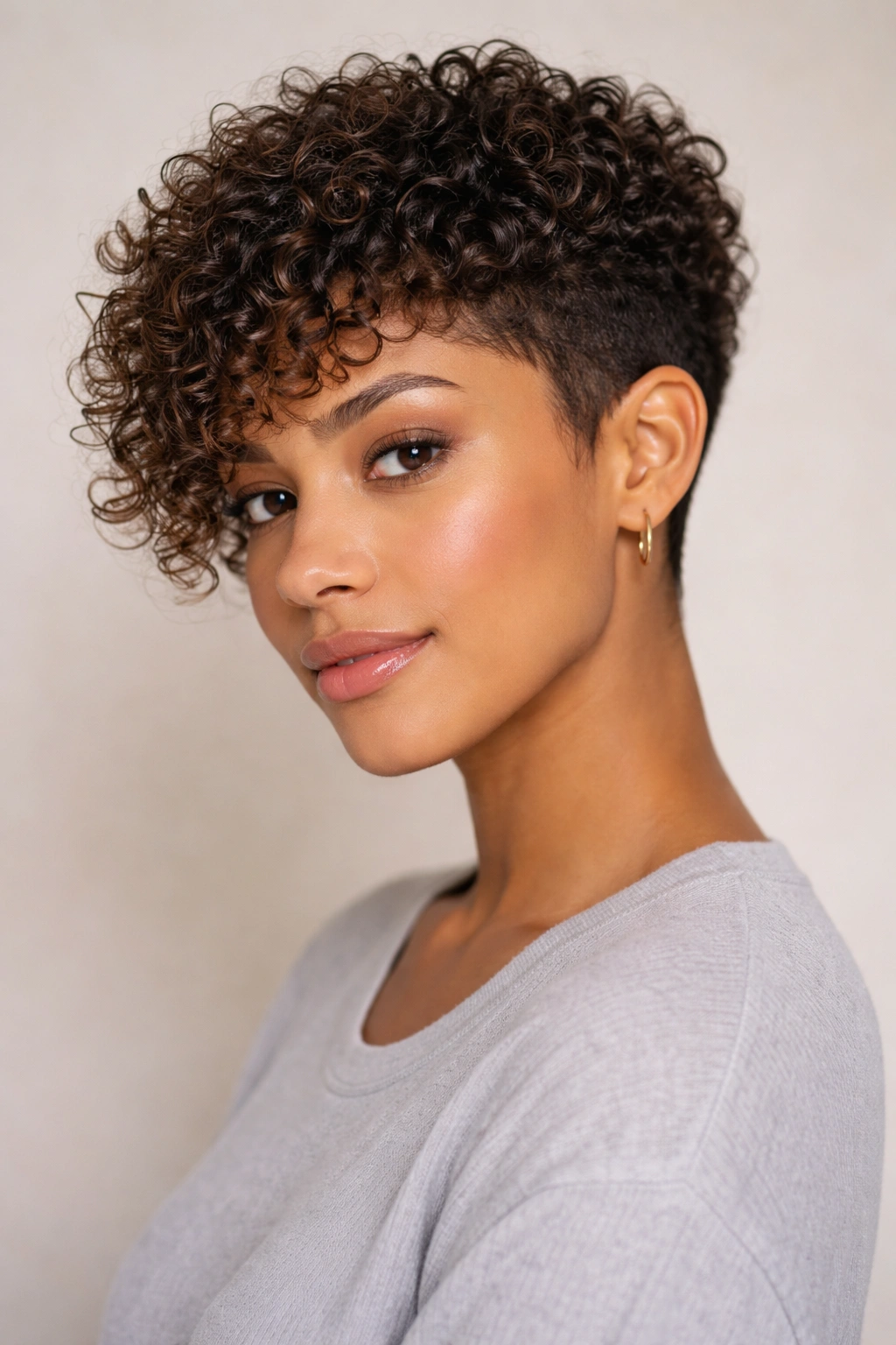 10 Curly Crop Haircuts For A Fresh Bold Look 9 Portrait of a person with an angled textured crop