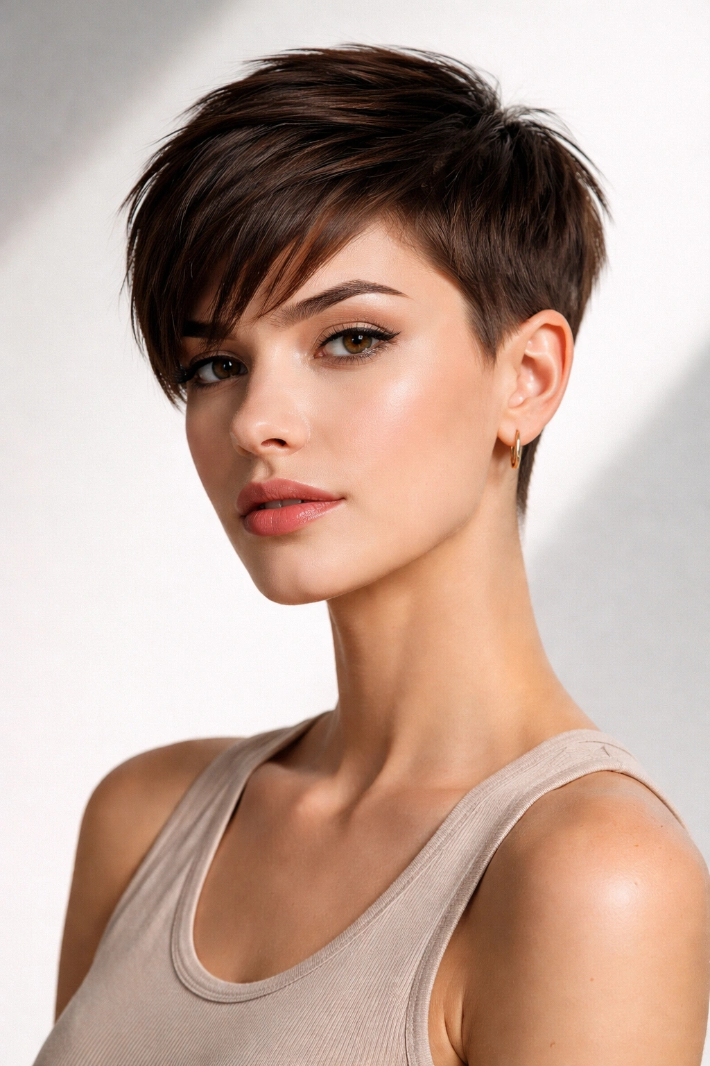 Head-and-shoulders angular crop with sharp geometric lines
