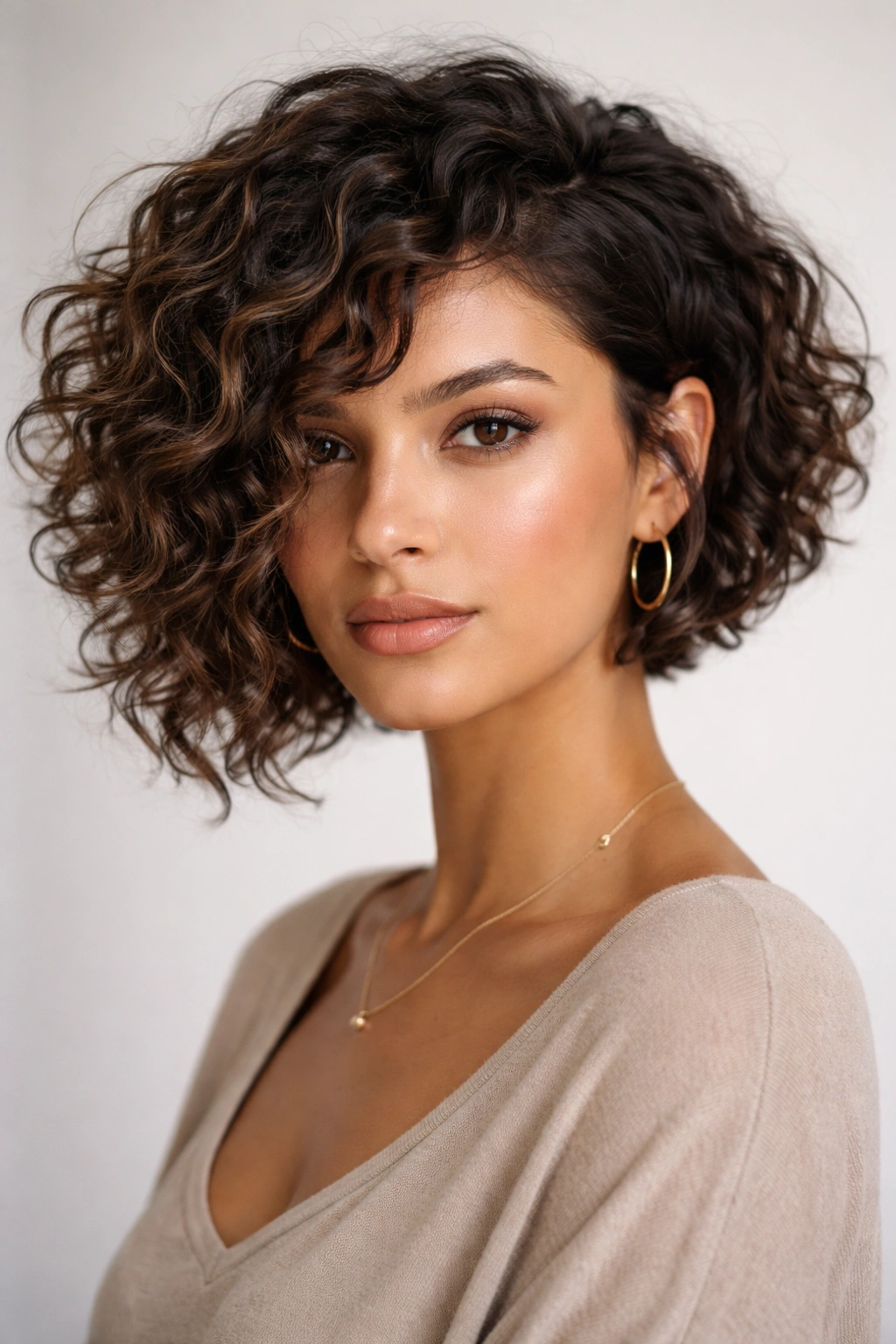 20 Curly Bob Styles For Natural And Permed Curls 5 Asymmetrical choppy bob on curly hair