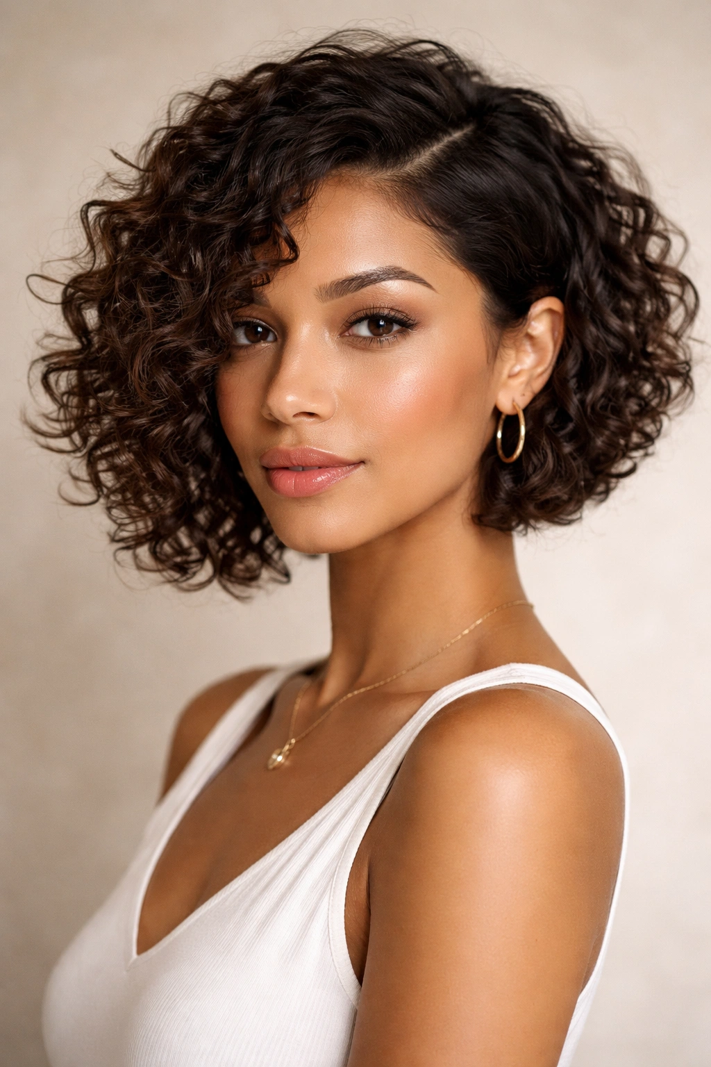25 Bob Cuts Matched To Your Face Shape And Hair 6 Diamond-shaped face with asymmetrical bob and curly hair