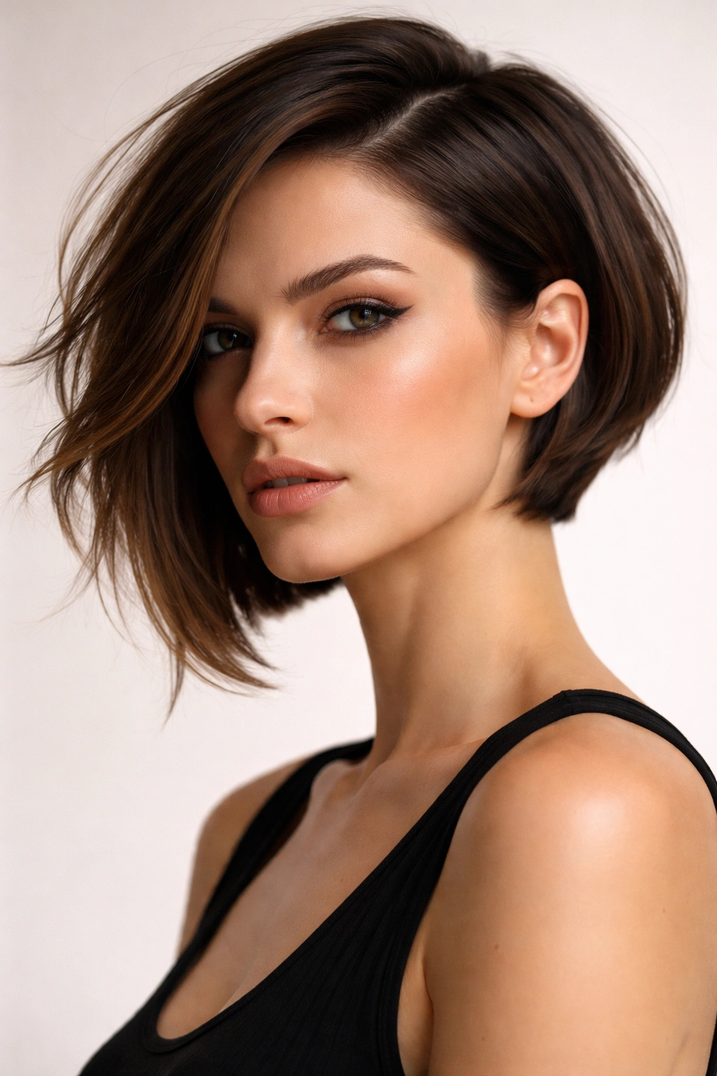 12 Chin Length Bobs That Suit Every Face Shape 8 Asymmetrical bob on geometric-face subject with uneven sides