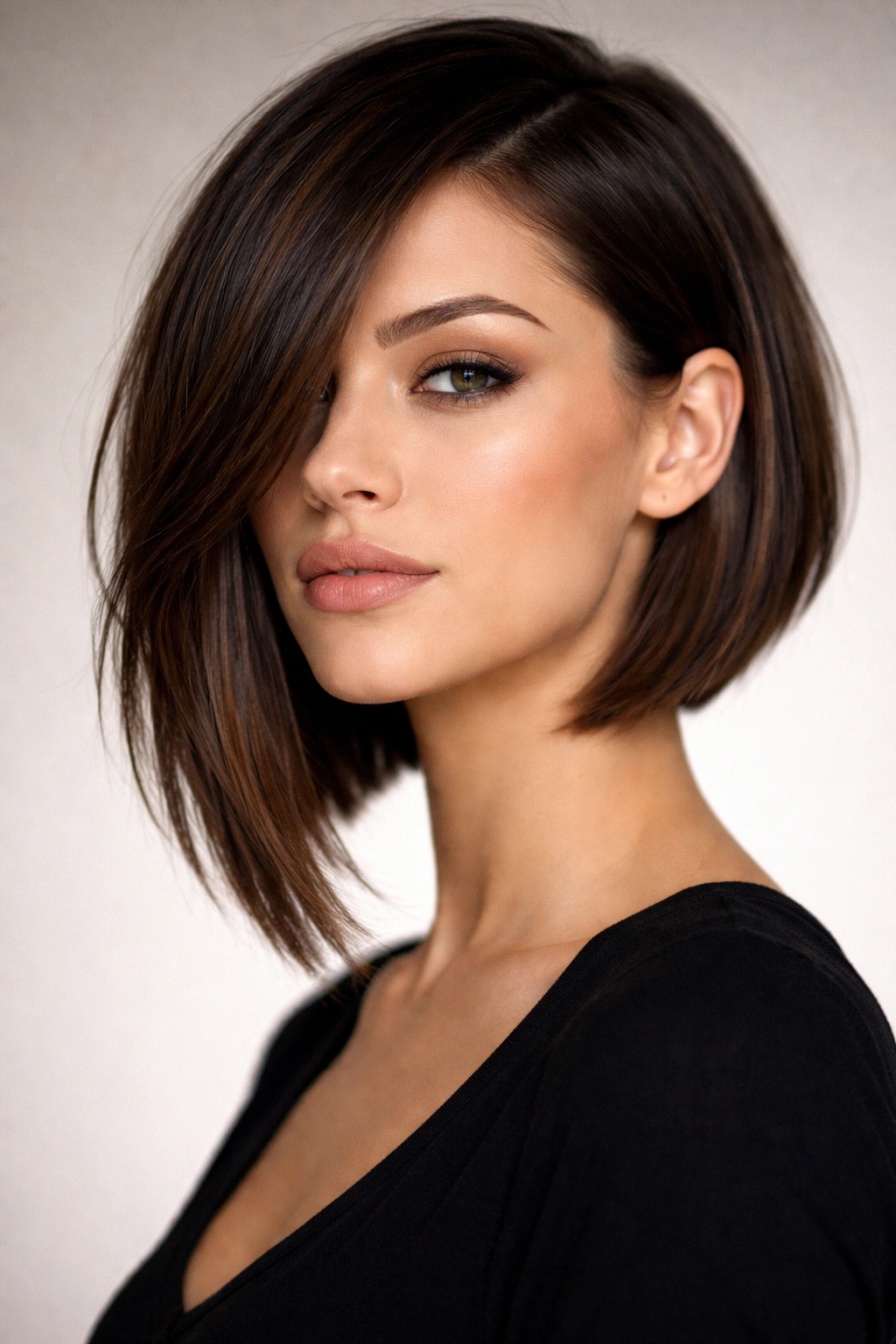 Asymmetrical bob with uneven lengths on each side