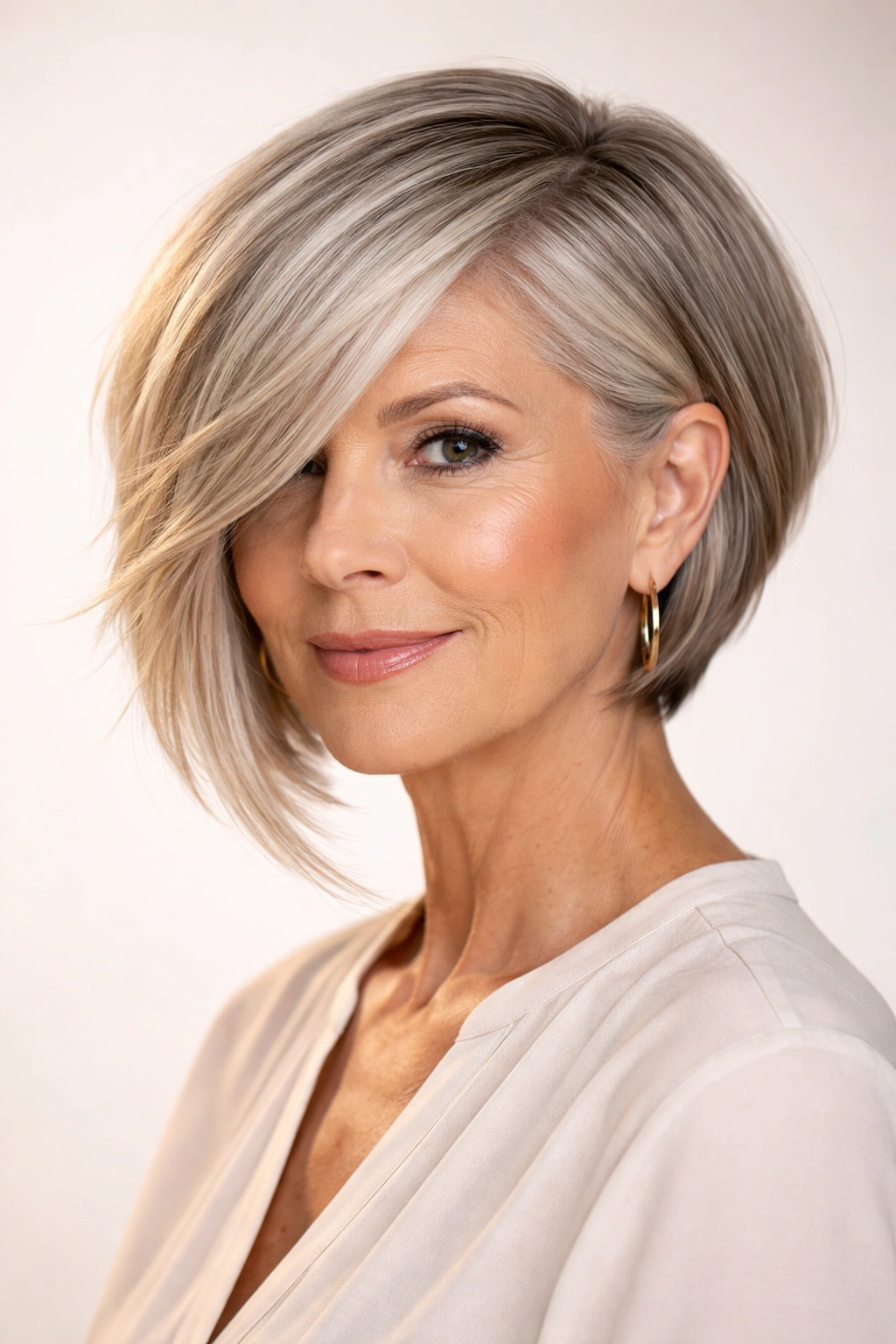 Asymmetrical bob with uneven length on each side.