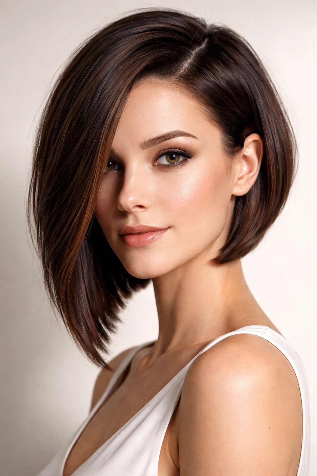 Asymmetrical Bob showing one side longer for directional silhouette