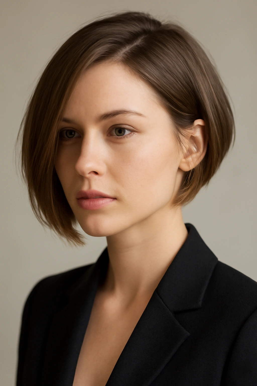 12 Polished Short Hairstyles for Women’s Job Interviews 12 Asymmetrical bob with longer side sweeping across the face.