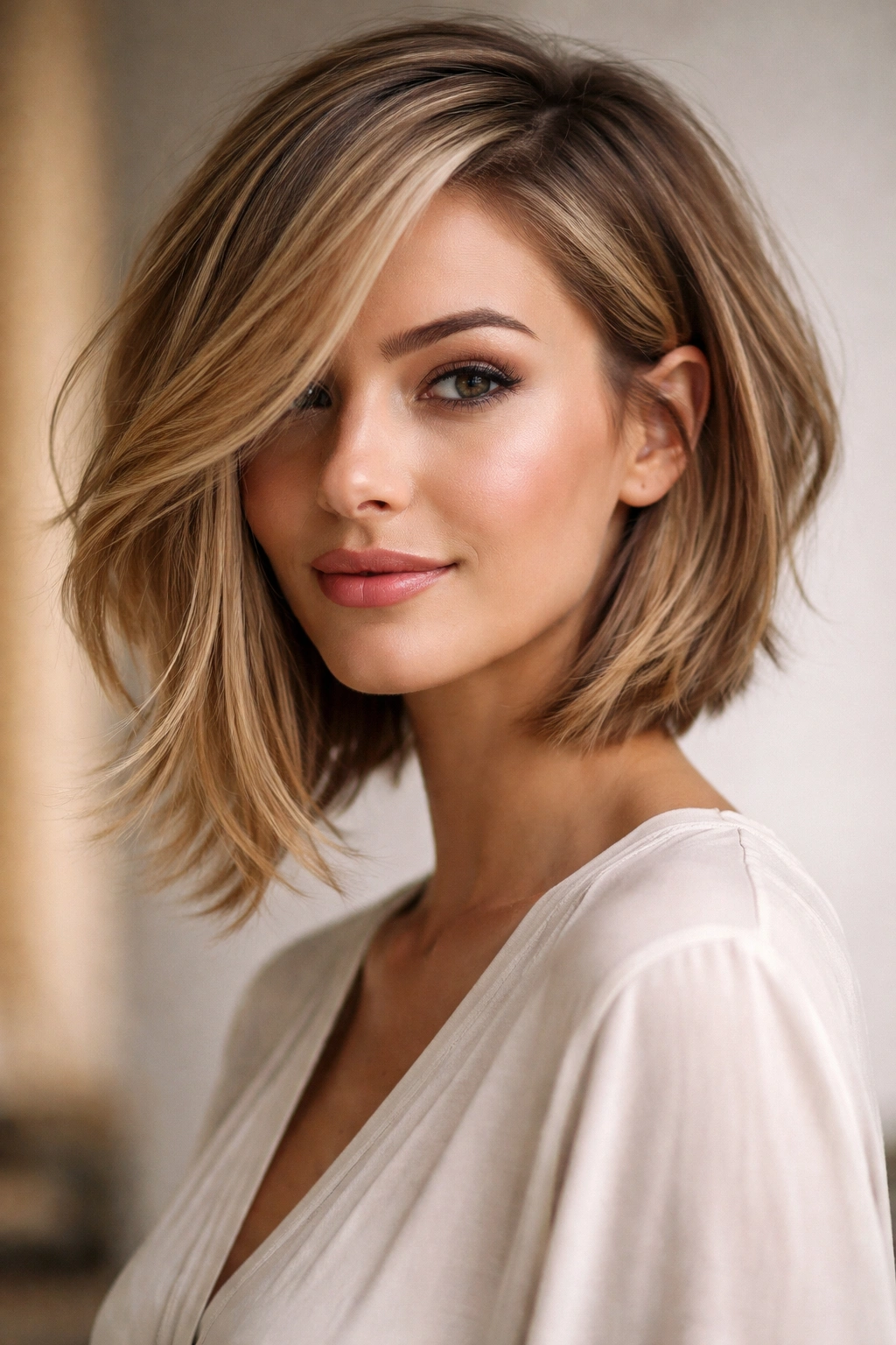 15 Hairstyles That Complement A Longer Face Shape 15 Asymmetrical bob with long swept layers and waves
