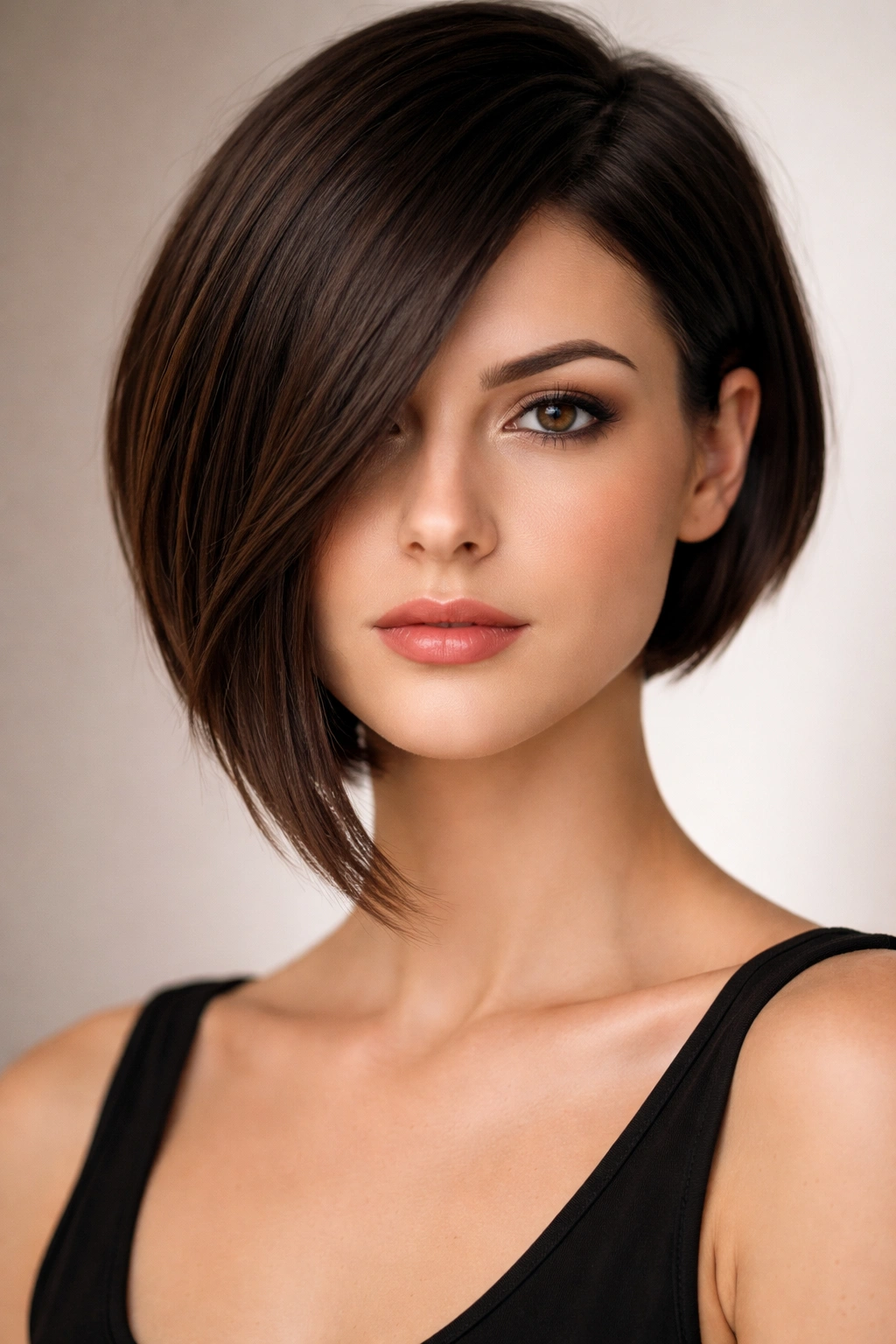15 Haircuts That Shorten And Balance A Long Face 14 Asymmetrical bob with longer side showing length contrast for long faces