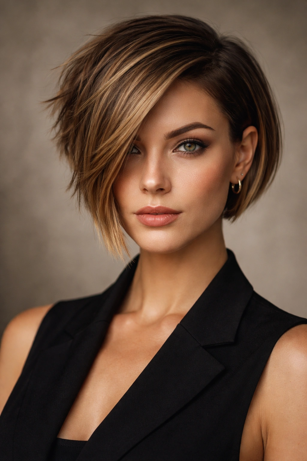 12 Asymmetrical Bobs From Subtle To Statement 7 Sharp pixie-bob asymmetrical hybrid hairstyle with short pixie side and longer textured bob.