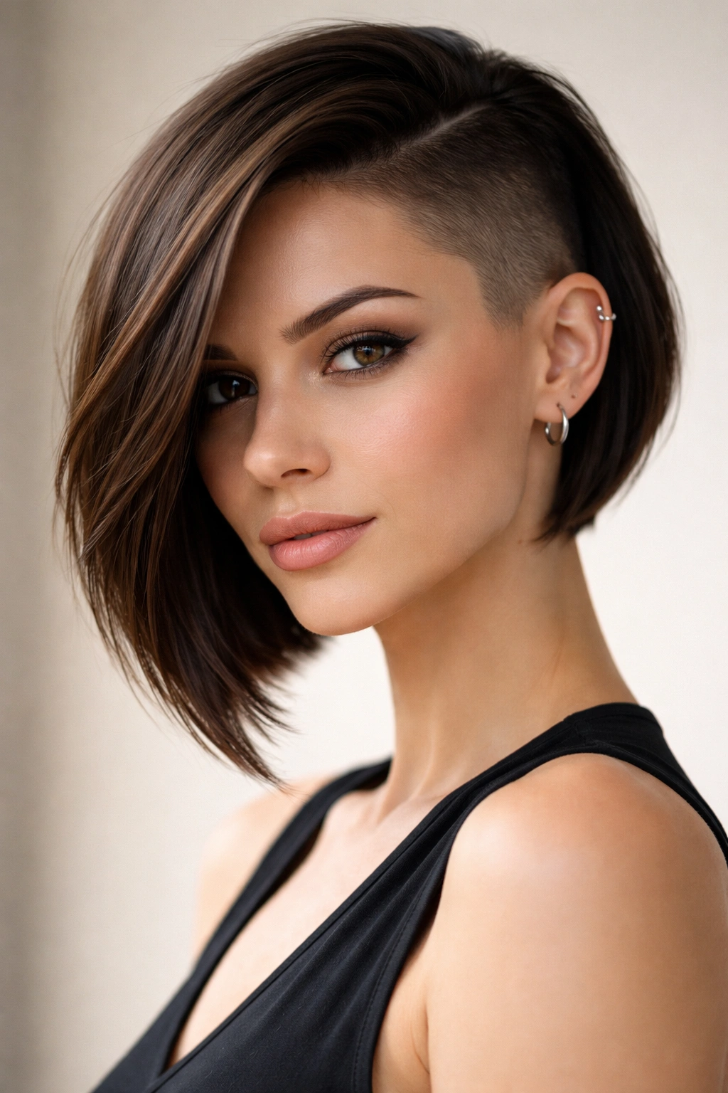 10 Shaved Side Hairstyles Women Are Rocking Now 5 Head-and-shoulders of an asymmetrical bob with shaved undercut
