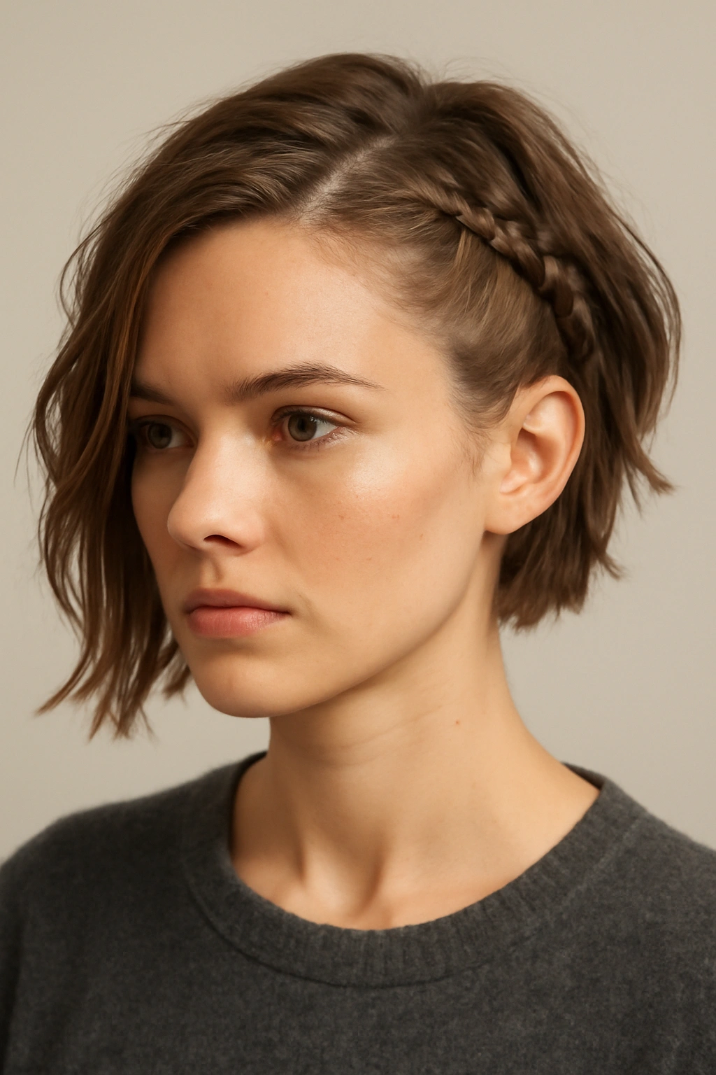 Asymmetrical braided sides with one side braided and the other loose