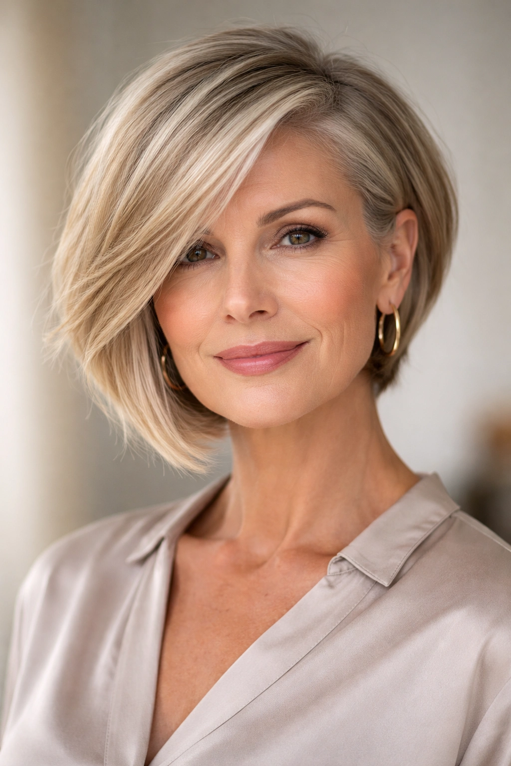 12 Chin Length Hairstyles For Women Over 50 5 Asymmetrical chin-length haircut with uneven lengths.