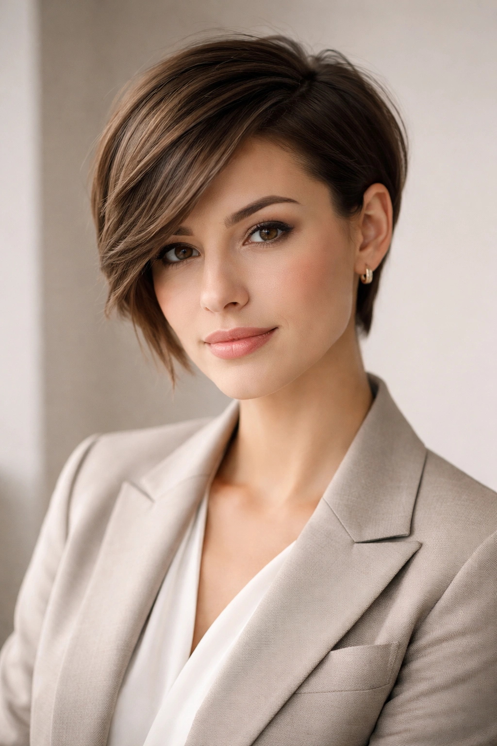 Close-up portrait of a person with an asymmetrical crop and uneven lengths