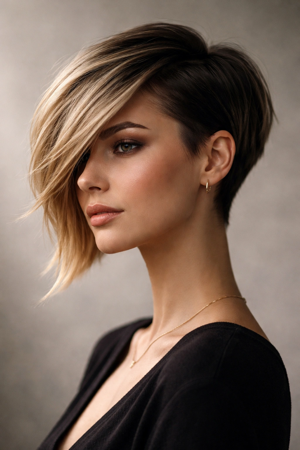 15 Haircuts Designed For Long And Narrow Faces 14 Profile view of a bold asymmetrical haircut with uneven lengths