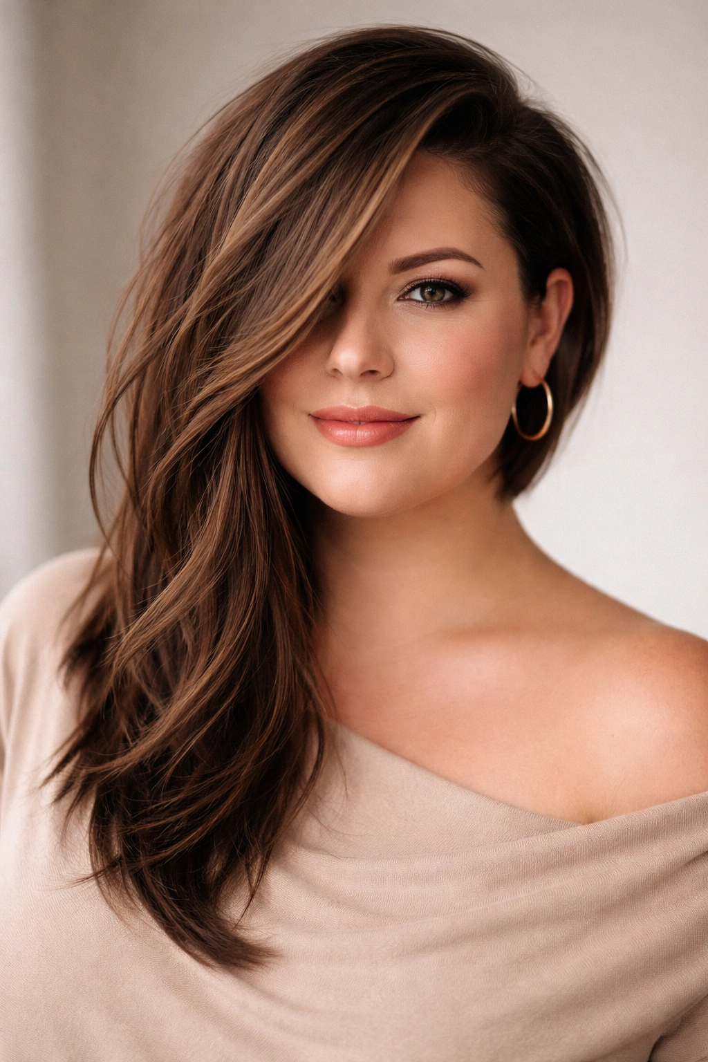 12 Haircuts For Round Faces And Double Chins 5 Head-and-shoulders portrait of an asymmetrical cut with one long side