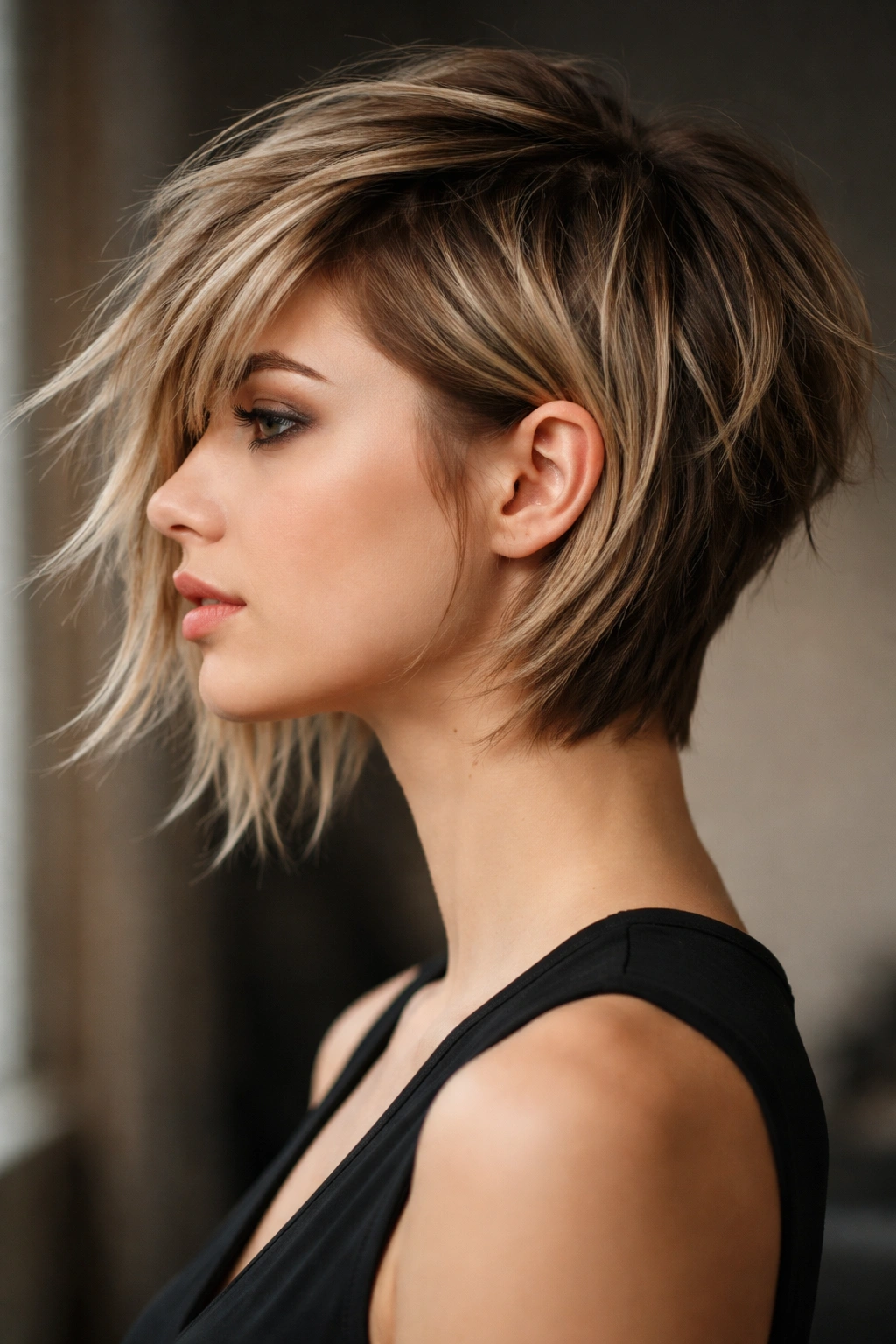 12 Short Layered Cuts For Volume And Texture 11 Choppy asymmetrical cut with uneven layers