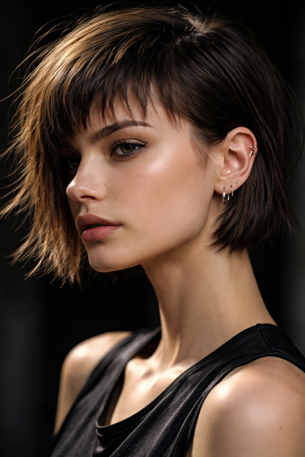 10 Front Baby Cut Styles That Are Everywhere Now 9 Portrait showing asymmetrical fringe with uneven lengths and textured ends.