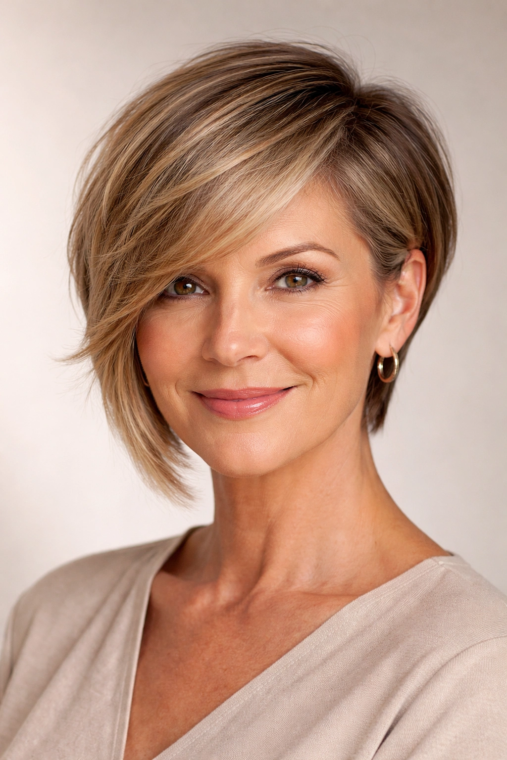 Portrait of an asymmetrical cut with longer and shorter sides