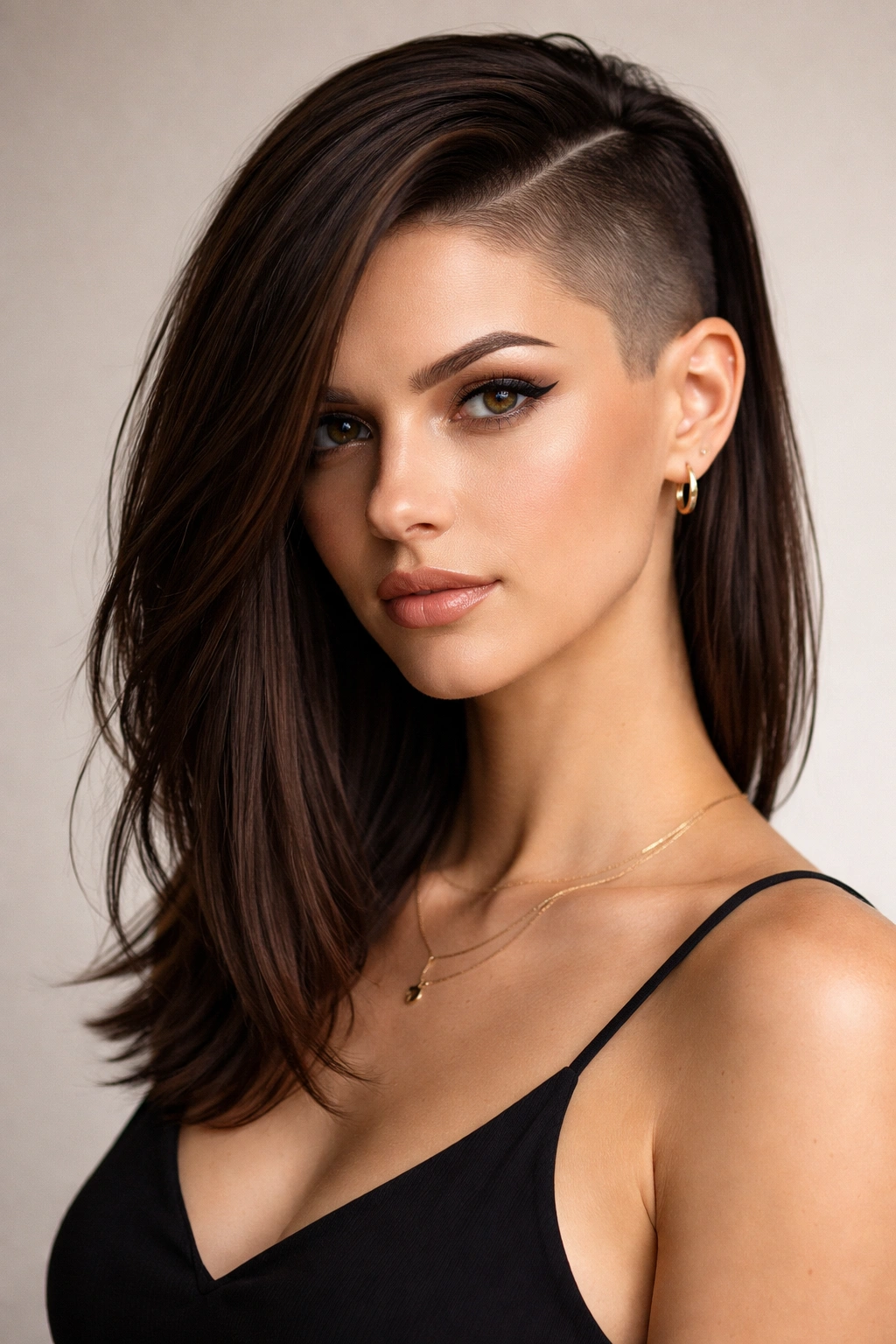 12 Side Part Hairstyles Everyone Is Getting Now 7 Close-up portrait highlighting an extreme asymmetrical side-part cut with a buzzed short side and longer opposite side