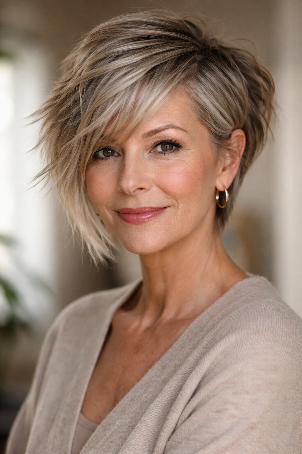 10 Short Haircuts For Older Women With Fine Hair 5 Asymmetrical cut with longer and shorter sides and textured layers