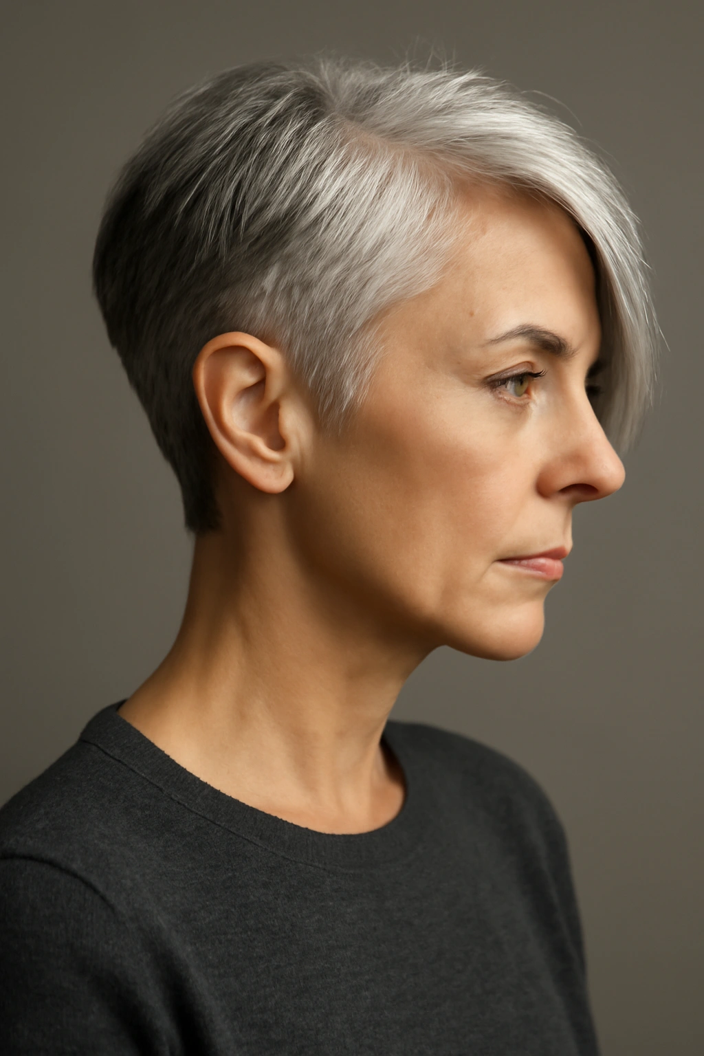 10 Short Haircuts for Women Embracing Their Gray Hair 4 Asymmetrical gray haircut with uneven lengths