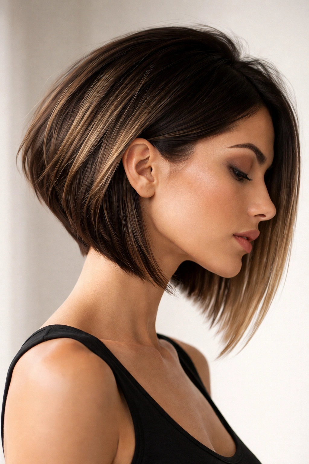 Asymmetrical inverted bob with uneven lengths on each side