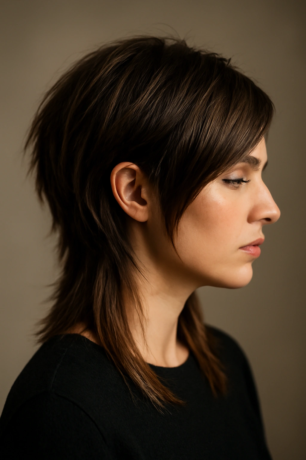 20 Layered Styles That Instantly Elevate Your Look 9 Profile view of asymmetrical layered hair showing dramatic length difference