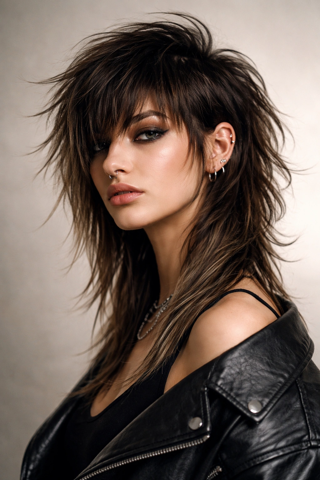 15 Mullet Shag Cuts With The Best Of Both Styles 12 Asymmetrical Mullet Shag with uneven left-right lengths in studio portrait