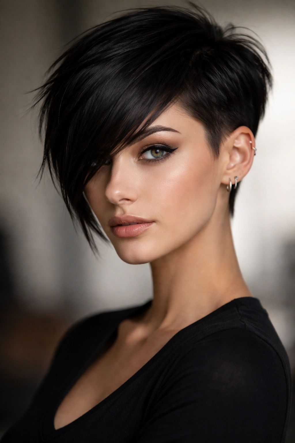 10 Edgy Pixie Cuts For Women Who Want Bold Hair 4 Model wearing an asymmetrical pixie with uneven lengths.
