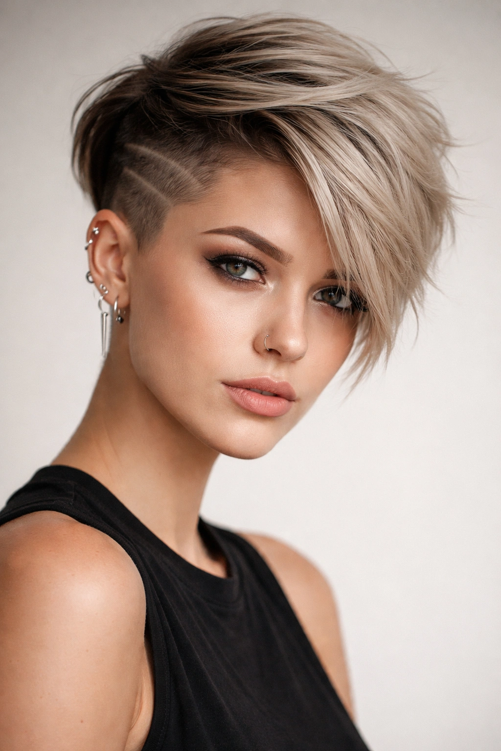 10 Edgy Pixie Cuts With Serious Attitude 3 Asymmetrical pixie with shaved side and longer opposite side
