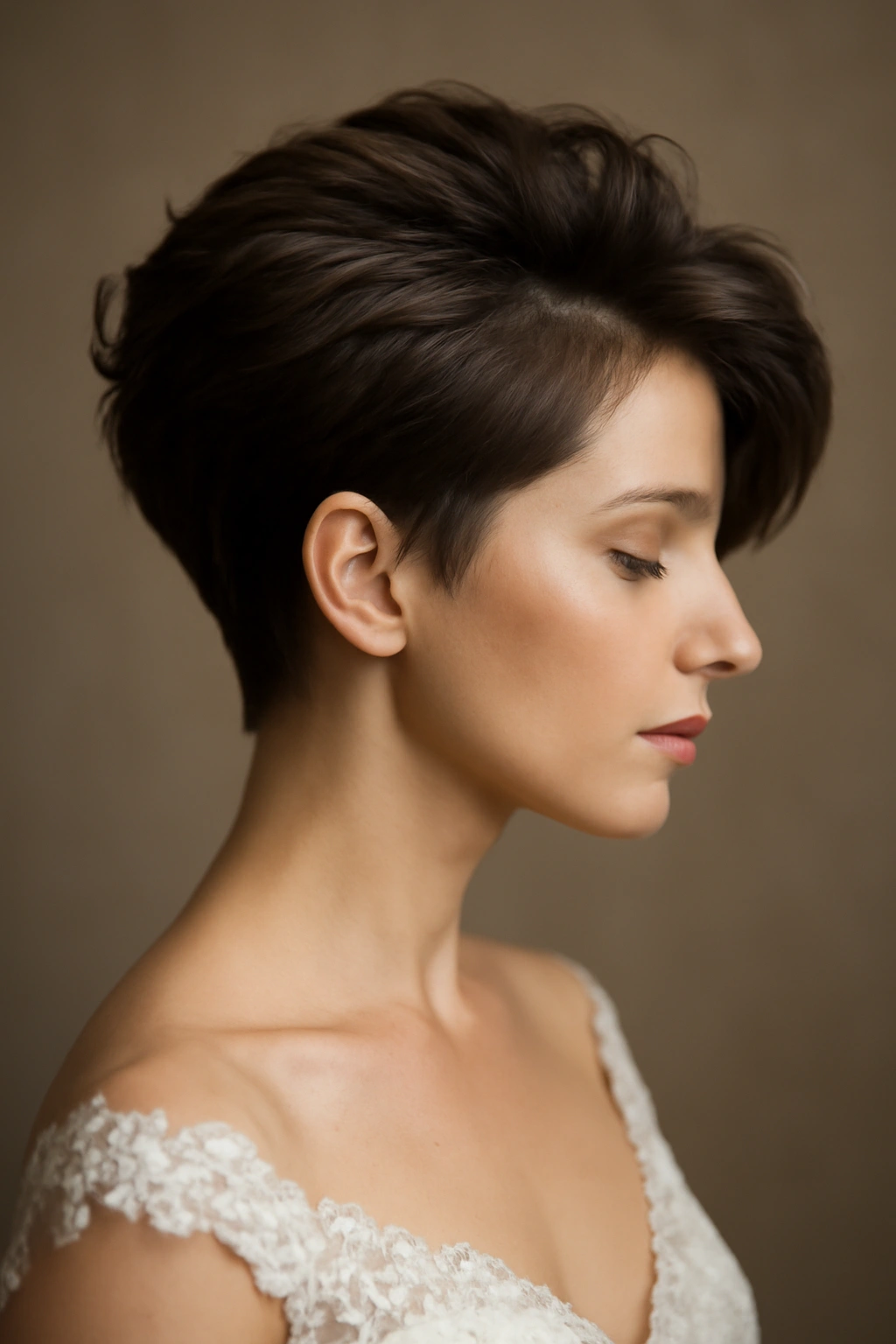 15 Wedding Hairstyles That Suit Short-Haired Brides 9 Asymmetrical short hair with voluminous crown on bride