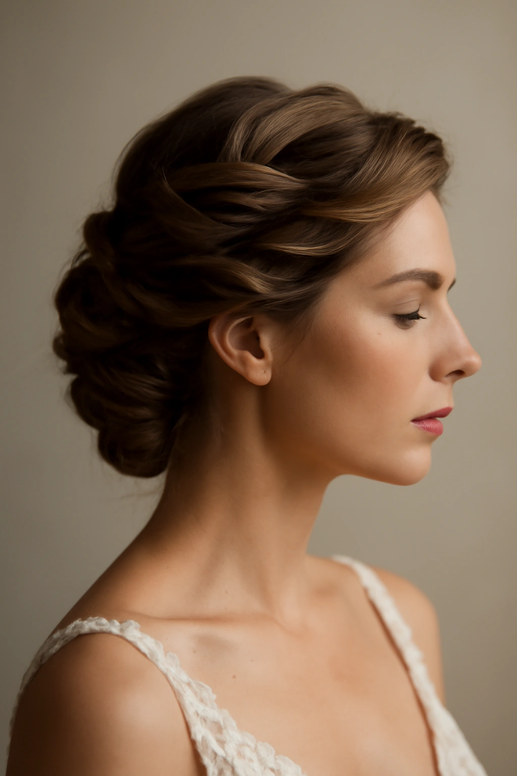 10 Short Bridal Hairstyles That Photograph Beautifully 10 Modern asymmetrical twisted updo with thick twists on one side.