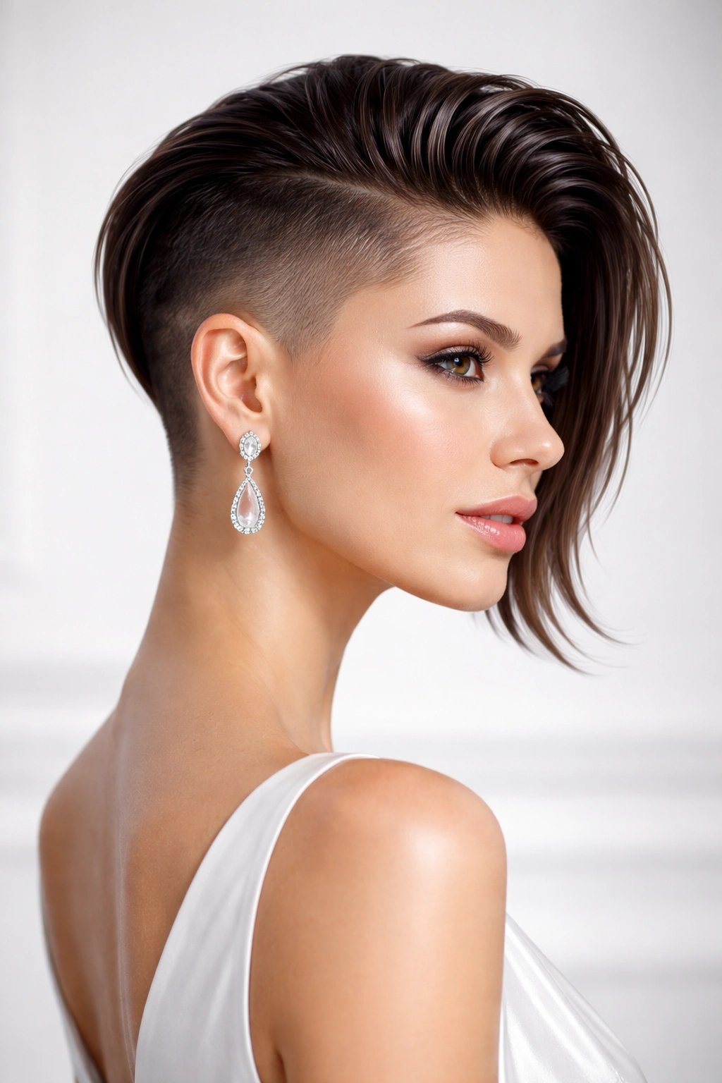 Asymmetrical undercut with glossy slicked styling